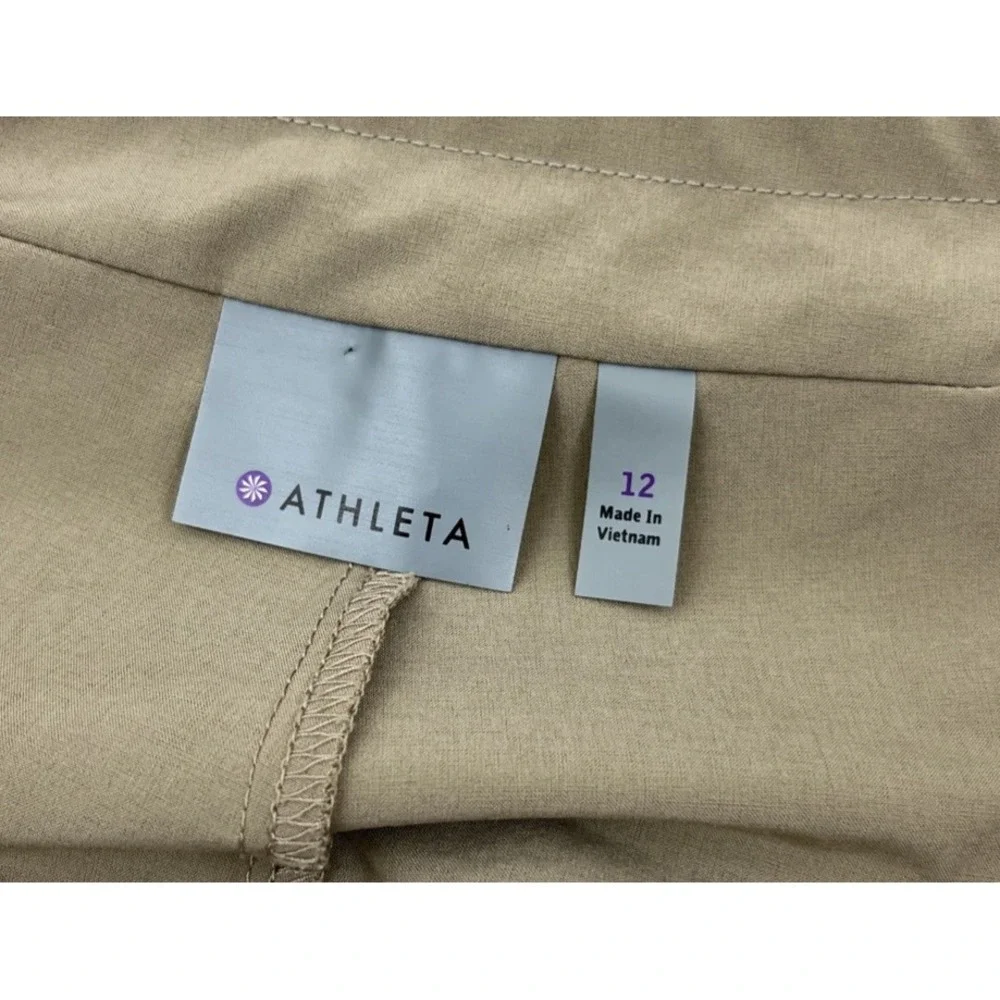 Athleta Skort Tennis Sports Zip Pocket Skirt Shorts Size 12 Beige Tan